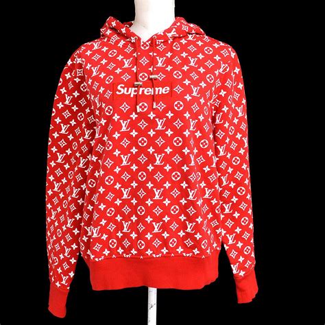 supreme lv sweater red|supreme hoodie red and white.